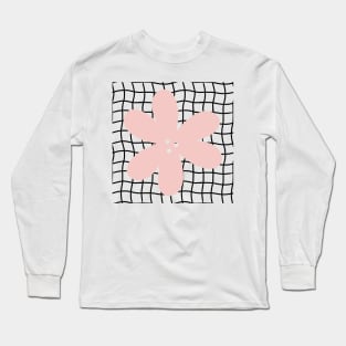 Abstract Flower on Grid - Pastel blush pink Long Sleeve T-Shirt